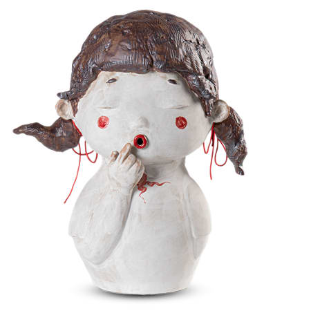 Currey and Company 16.125" Tall Statue White / Brown / Red