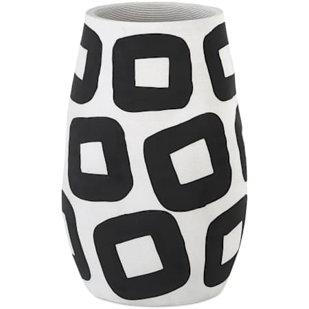 Currey and Company Pagliacii 9.25" Wide Vase White / Black