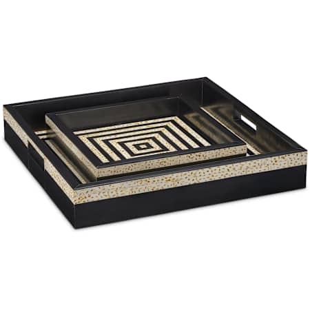 Currey and Company Taurus 18" Wide Tray Black / White