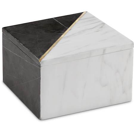 Currey and Company 6" Wide Box Set White / Black / Brass