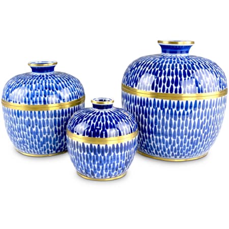 Currey and Company Varying Decorative Jar Set Blue / White / Brass