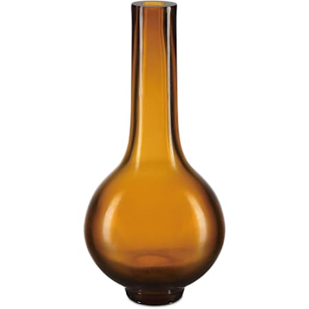 Currey and Company Amber and Gold Peking 7" Wide Vase Amber
