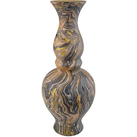 Currey and Company Brown Marbleized 10" Wide Vase Black / Brown / White / Gold