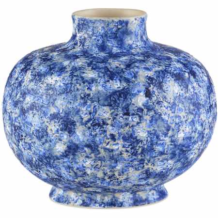 Currey and Company Nixos 10.5" Wide Vase Blue / White