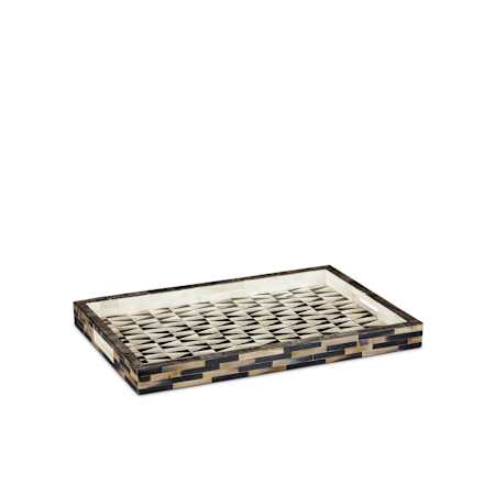 Currey and Company 2" x 20" Bone, Horn Tray Natural / Black / White