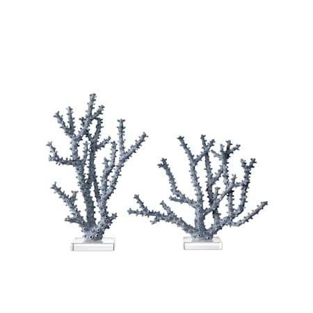 Currey and Company Coral 11" Tall Acrylic and Composite Nautical and Ocean Sculpture Blue / Clear