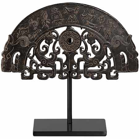 Currey and Company Han Dynasty Jade Jewel Statue Bronze / Black