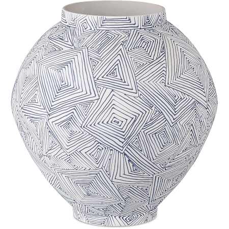 Currey and Company Blue Zag 9-1/2" Wide Porcelain Vase Blue / White