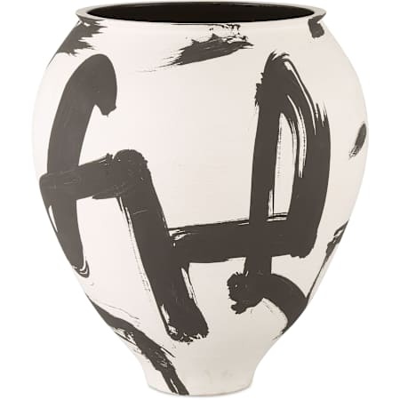 Currey and Company Kenzo 15" Wide Porcelain Vase Off White / Black