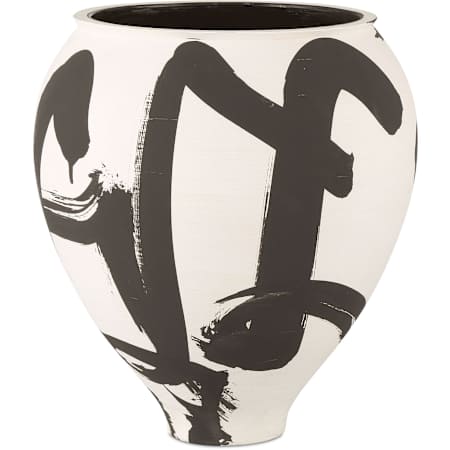 Currey and Company Kenzo 11" Wide Porcelain Vase Off White / Black