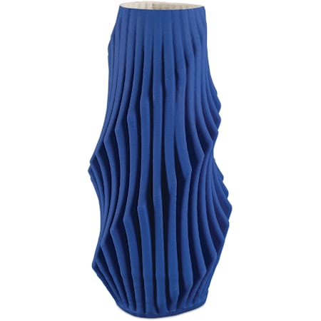 Currey and Company Blue Pleat 16-3/4" Tall Porcelain Vase Cobalt Blue