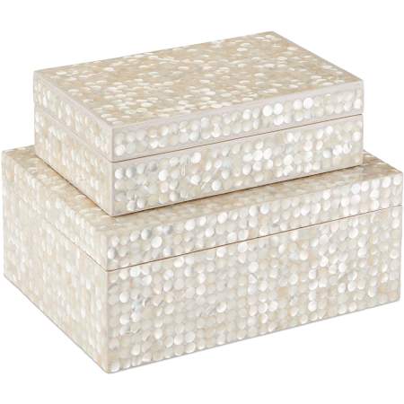 Currey and Company Gerri Composite, Mother of Pearl Decorative Boxes - Set of 2 Natural / Cream
