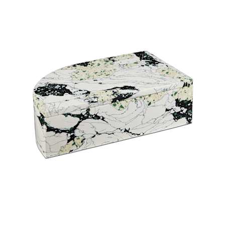 Currey and Company Fossey 3" Tall Stone Composite Box White / Black