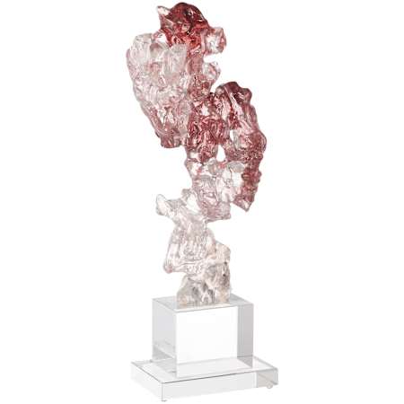 Currey and Company Faux 18" Tall Crystal and Stone Composite Minerals and Rocks Statue Purple Pink / Clear