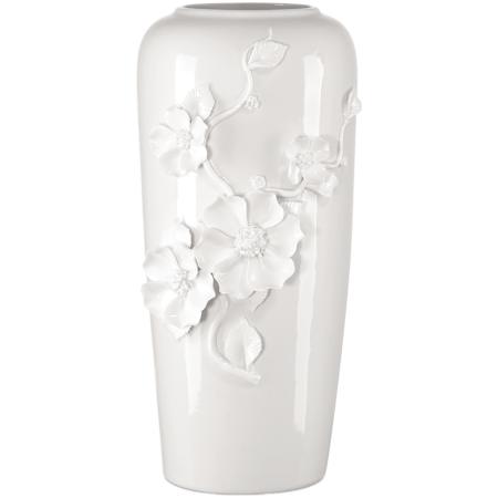 Currey and Company Flower 14" Tall Porcelain Decorative Vase White