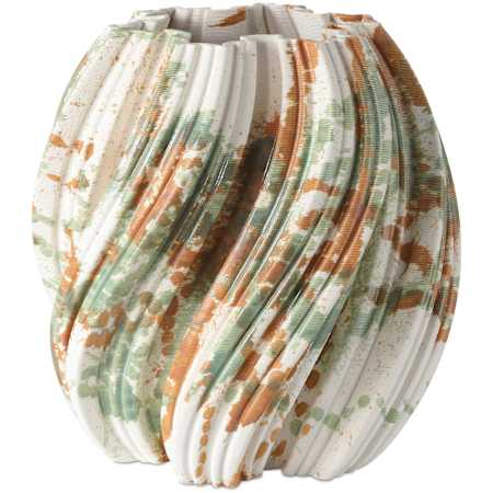 Currey and Company Camouflage 10" Tall Small Vase Green / Brown / Off-White