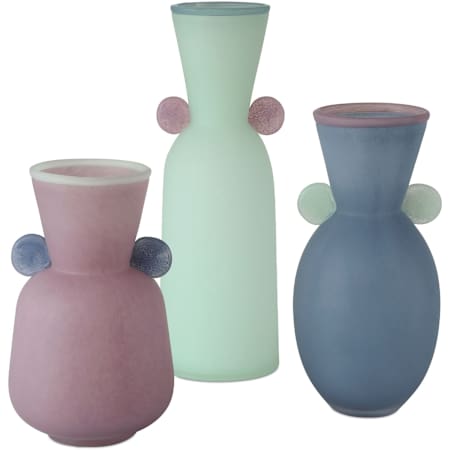 Currey and Company Vassily 16" Tall Vases Set of 3 Light Purple / Light Blue / Dark Blue