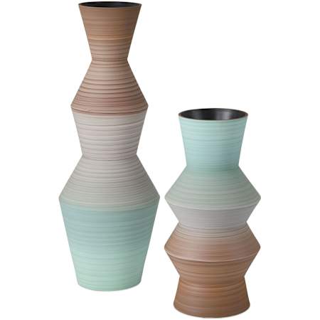 Currey and Company Happy 80s 18" Tall Vase Set of 2 Brown / Light Blue