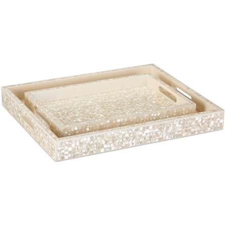 Currey and Company Gerri Dot 18" Wide Tray Set of 2 Natural