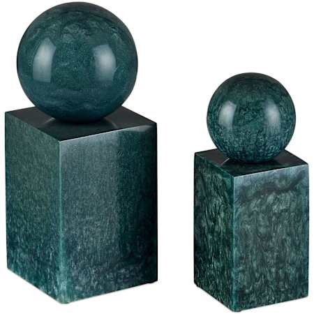 Currey and Company Nova 11" Tall Object Set of 2 Teal