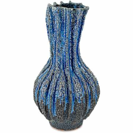 Currey and Company Folios 17" Tall Vase Reactive Dark Blue