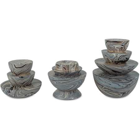 Currey and Company Marbleized 10" Tall Stacking Box Set of 3 Marbleized Gray