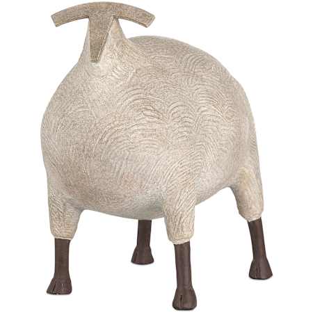 Currey and Company 10" Tall Stone Composite Animal Statue Beige / Black