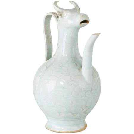 Currey and Company Ritual Hunting 11" Tall Bull Inspired Porcelain Decorative Bottle Celadon