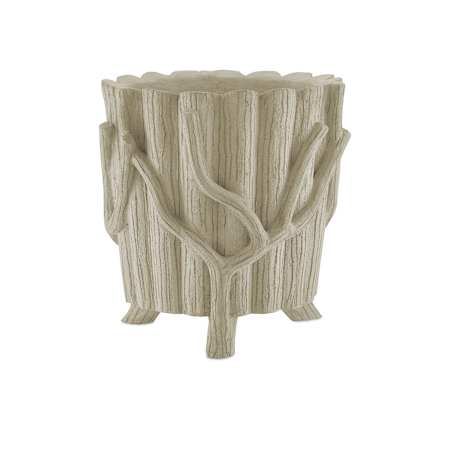 Currey and Company Faux Bois Planter 16-1/2" x 16" Concrete, Iron Planter Portland / Faux Bois