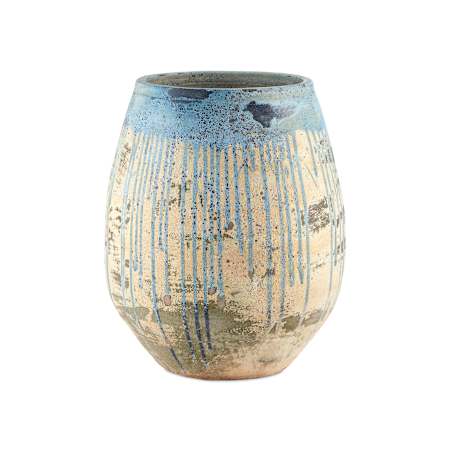 Currey and Company Sicilia 30-3/4" x 23-1/2" Terracotta Planter Antique White / Blue Drip