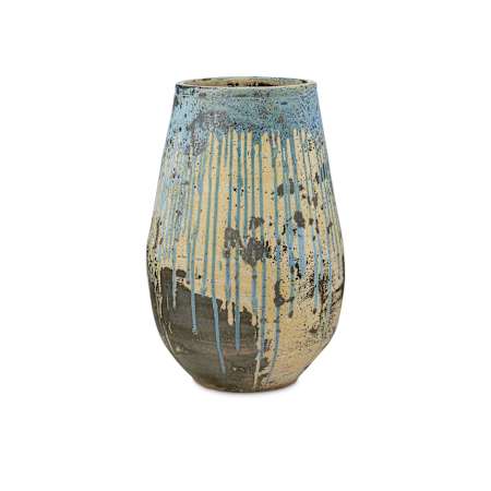 Currey and Company Capaci 38-1/2" x 21-3/4" Terracotta Planter Antique White / Blue Drip