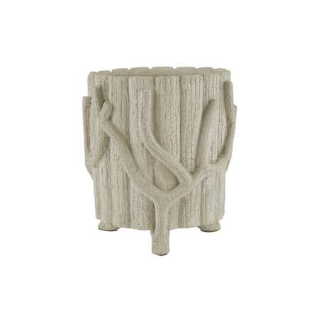 Currey and Company Faux Bois Planter 13-3/4" x 13" Concrete, Iron Planter Portland / Faux Bois