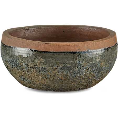 Currey and Company Lyra 13" Wide Ceramic Decorative Planter Reactive Black
