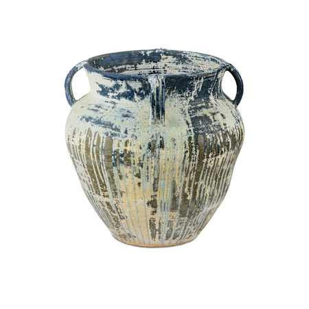 Currey and Company Agrigento 28-3/4" x 28-3/4" Terracotta Planter Antique White / Blue Drip