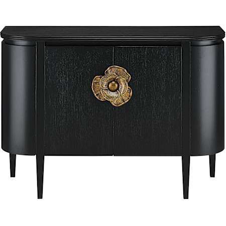 Currey and Company Briallen Black Demi-Lune Cabinet Caviar Black