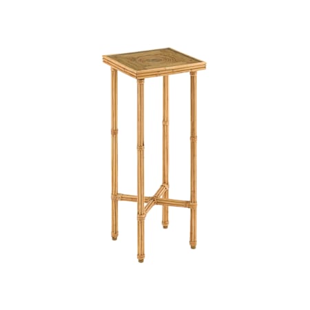 Currey and Company Silang 10" Glass, Rattan, and Wrought Iron Drink Table Natural Rattan / Clear