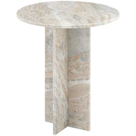 Currey and Company Harmon 18" Diameter Marble Top Marble Side Table Natural