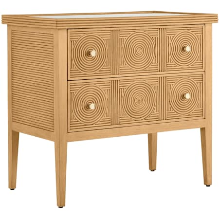 Currey and Company Santos Solid Mahogany Chest Sea Sand / Brushed Brass