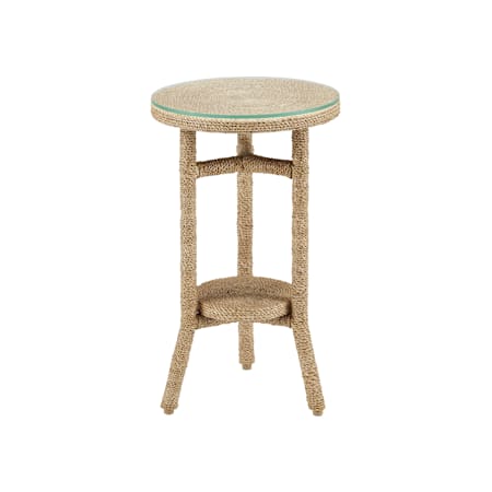 Currey and Company Limay 12" Glass, Rope, Wood, and Wrought Iron Drink Table Natural / Clear