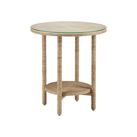 Currey and Company Limay 22" Metal and Wood Frame in Abaca Rope with Glass Accent Table Natural / Clear