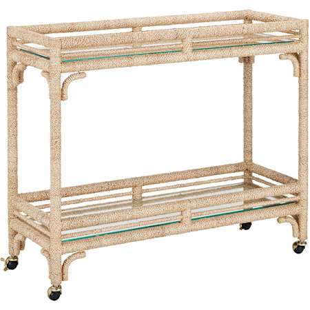 Currey and Company Olisa 15" Wide Bar Cart Natural Rope