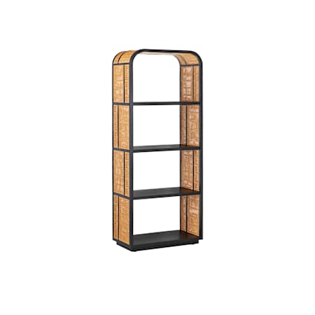 Currey and Company Anisa 31" Wide Oak and Rattan Shelves Natural / Black