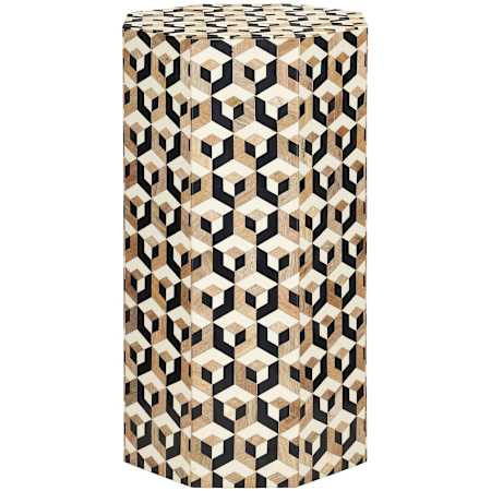 Currey and Company Geo 13.25" Wide Accent Table Natural / White / Black