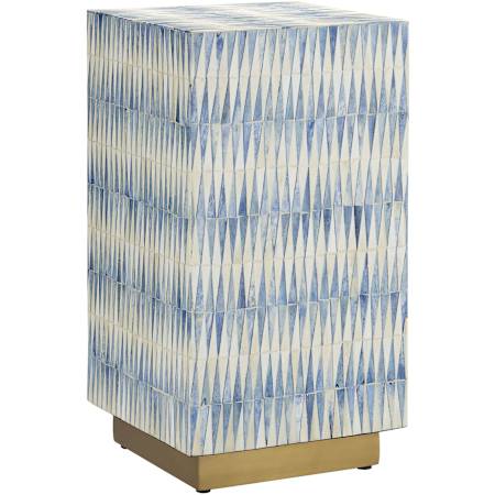 Currey and Company Nadene 12" Wide Accent Table Blue / White / Brushed Brass