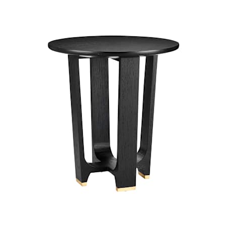 Currey and Company Blake 20" Mindi Wood Accent Table Matte Caviar Black / Polished Brass