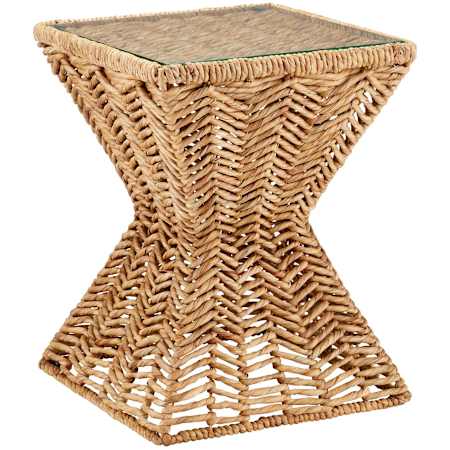 Currey and Company Hadi 18" Wide Glass Top Iron Accent Table Natural / Clear