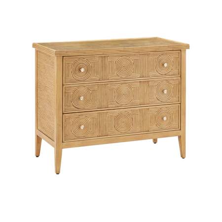 Currey and Company Santos 38" Wide Solid Mahogony Chest Sea Sand / Brushed Brass / Clear