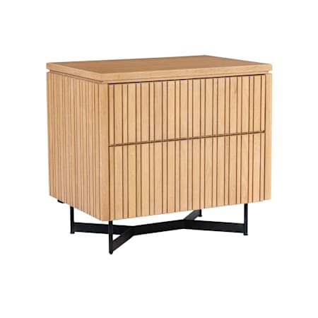 Currey and Company Indeo 28-1/4" Wide White Oak Nightstand Washed Oak / Black