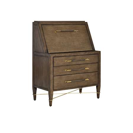 Currey and Company Verona 36" Mahogony 3 Drawer Secretary Desk Chanterelle / Champagne / Coffee