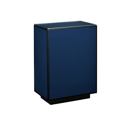 Currey and Company Lacquer 16" Wood with Lacquered Surface Side Table Navy / Black / Clear